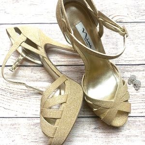 Nina New York Golden Glitter Sexy Platforms